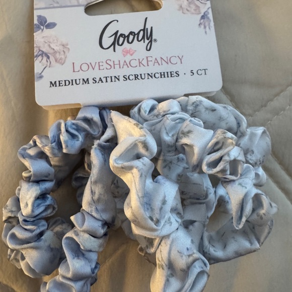 LoveShackFancy Goody Satin Scrunchies - Blue Floral - Picture 2 of 4